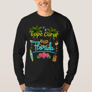 Cape Coral Florida Beach Summer Palm Surf Sun Set  T-Shirt