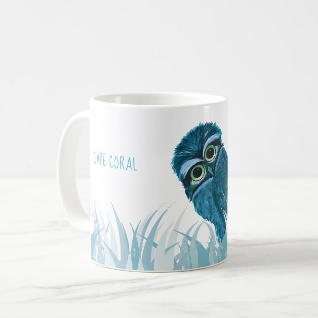 Cape Coral Florida Burrowing Owl Art Coffee Mug (Front Left)
