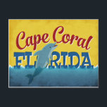 Cape Coral Florida Dolphin Retro Vintage Travel Postcard<br><div class="desc">Cape Coral Florida Dolphin vintage travel design featuring fun retro style text,  a whimsical dolphin and bright colors.</div>