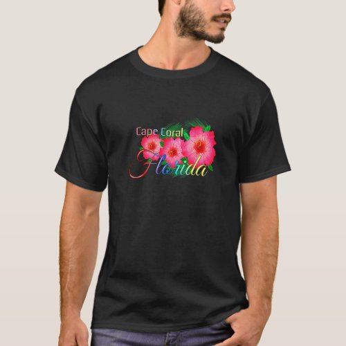 Cape Coral Florida Tropical Flowers Family Vacatio T_Shirt