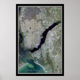 Cape Coral - Ft Myers Florida Satellite Poster Map
