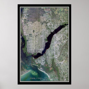 Cape Coral - Ft Myers Florida Satellite Poster Map