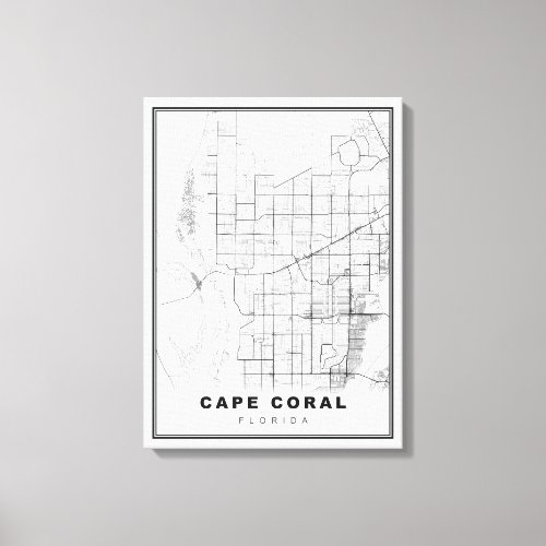 Cape Coral Map Canvas Print