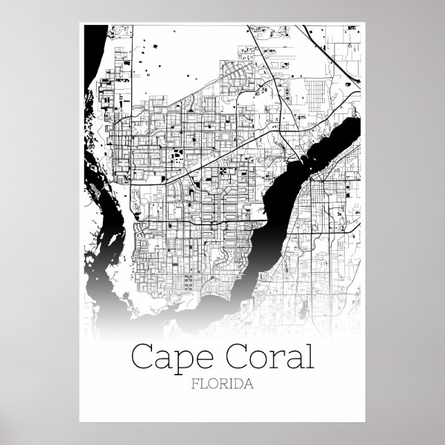 Cape Coral Map - Florida - City Map Poster (Front)