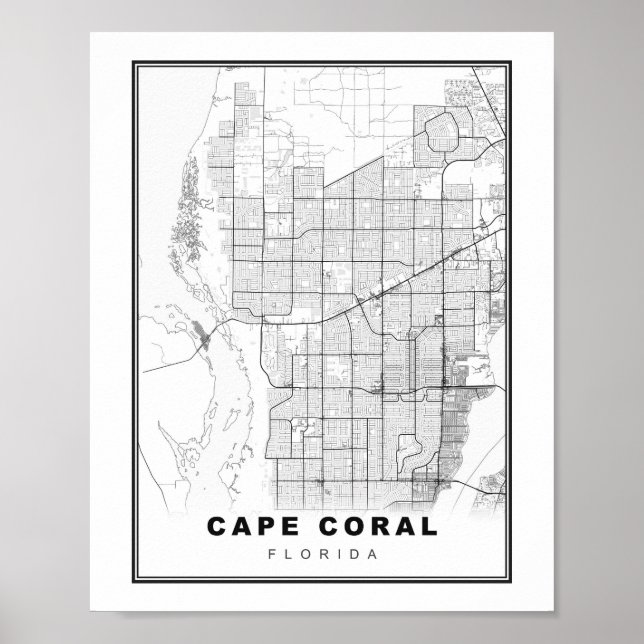 Cape Coral Map Poster (Front)