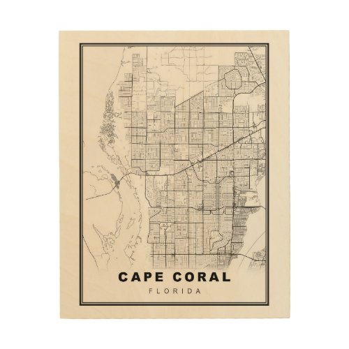 Cape Coral Map Wood Wall Art