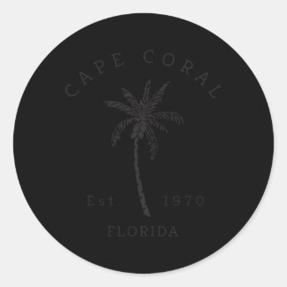 Cape Coral Original Florida Beaches Palm Tree Classic Round Sticker