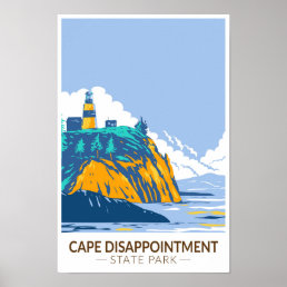 Cape Disappointment State Park Washington Vintage  Poster