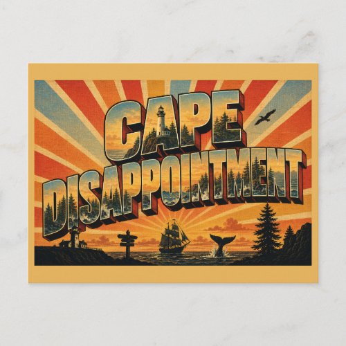 Cape Disappointment WA Lighthouse Ocean Forest Art Postcard