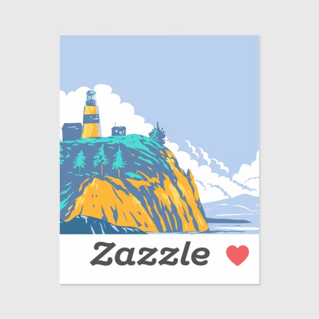  Cape Disappointment with Lighthouse Sticker (Sheet)