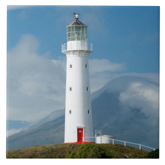 Cape Egmont Lighthouse and Mt Taranaki/Mt Ceramic Tile (Front)