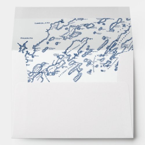 Cape Elizabeth Maine Casco Bay Map White Wedding Envelope
