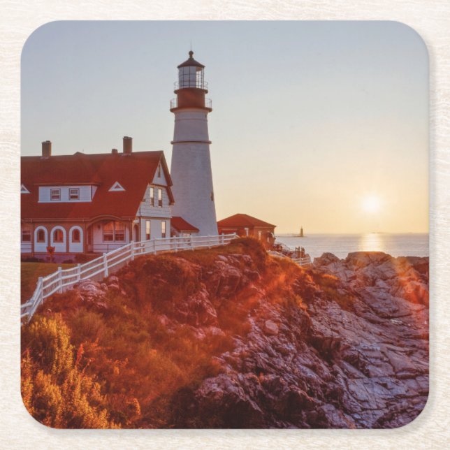 Cape Elizabeth Maine Square Paper Coaster (Front)