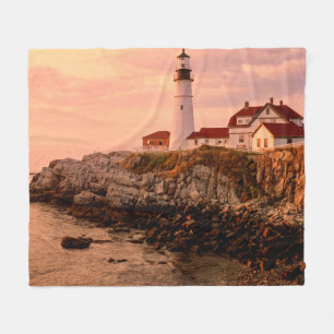 Cape Elizabeth Portland Head Light Maine Fleece Blanket