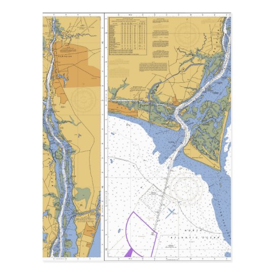 Cape Fear River, NC Nautical Chart Postcard