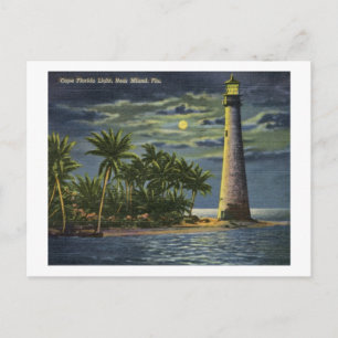 Cape Florida Light House, Miami, Florida Vintage Postcard