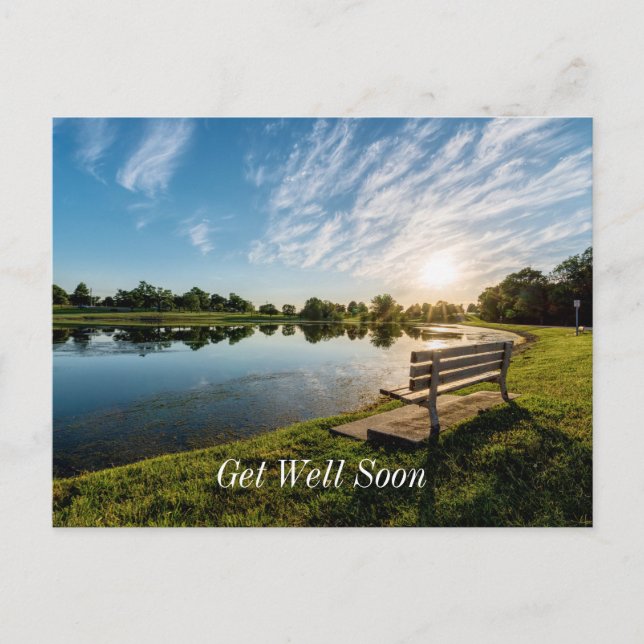 Cape Girardeau County Park Bench Sunset Get Well Postcard (Front)