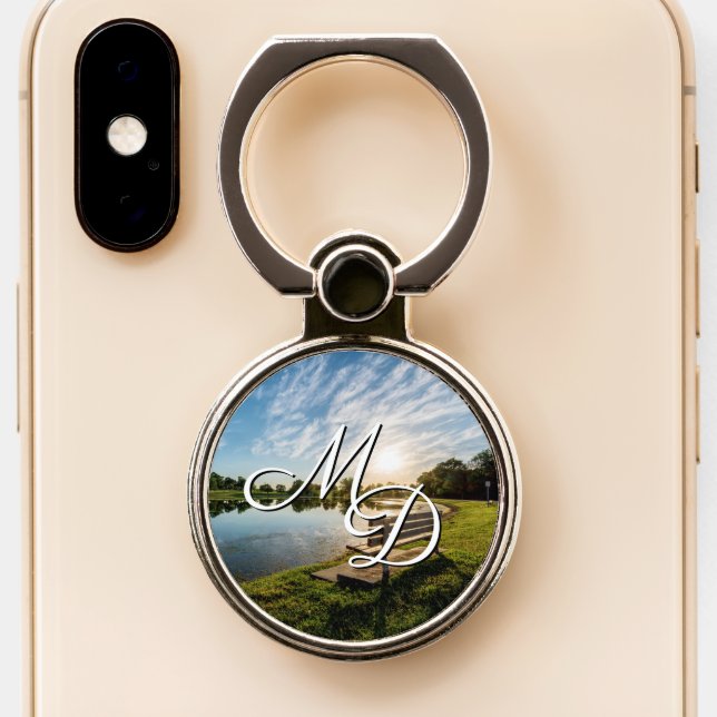 Cape Girardeau County Park Bench Sunset Phone Grip (Close Up)