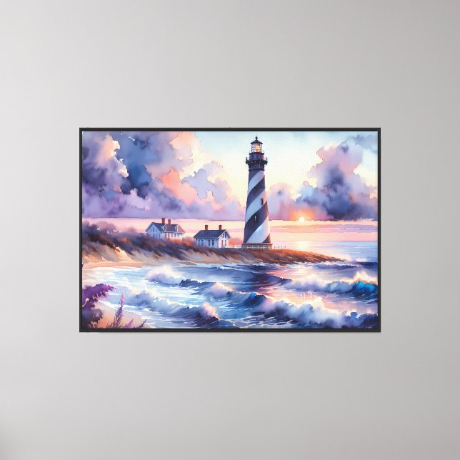 Cape Hatteras Lighthouse at Sunset Coastline Canvas Print (Front)