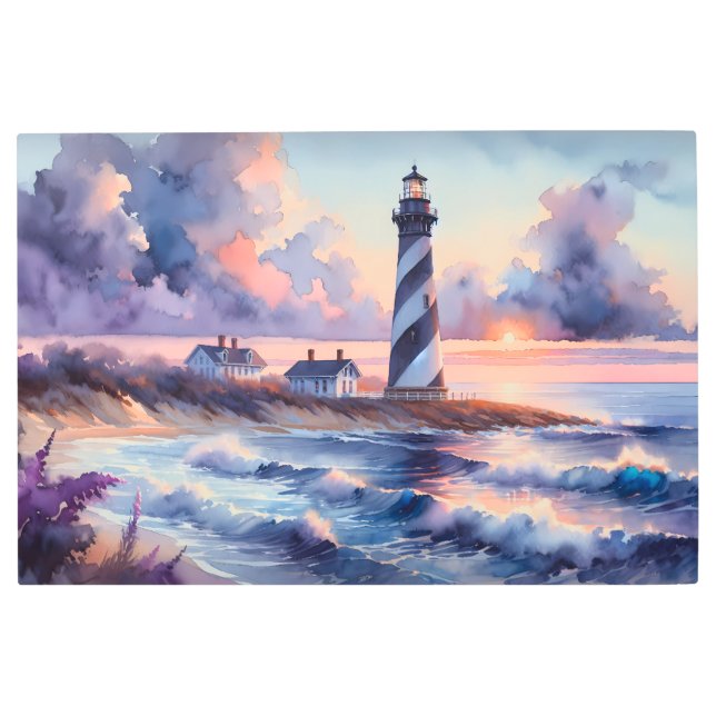 Cape Hatteras Lighthouse at Sunset Coastline Metal Print (Front)