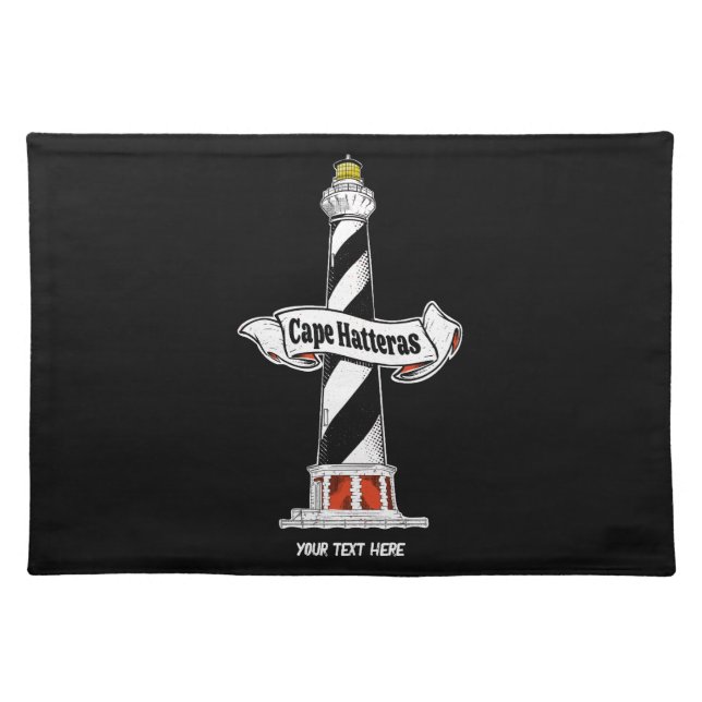 Cape Hatteras Lighthouse black and white Cloth Placemat (Front)