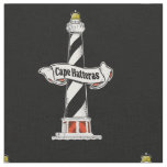 Cape Hatteras Lighthouse black and white Fabric