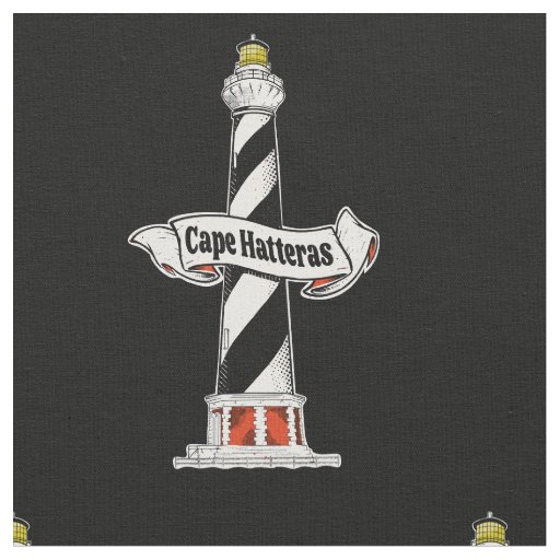 Cape Hatteras Lighthouse black and white Fabric