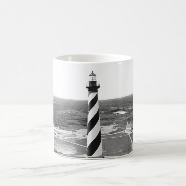 Cape Hatteras Lighthouse black and white photo Coffee Mug (Center)