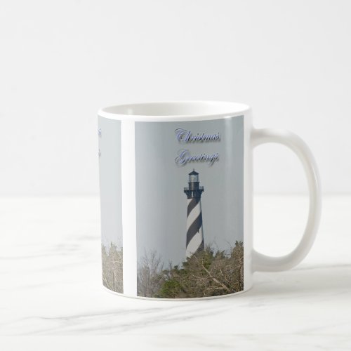 Cape Hatteras Lighthouse Christmas Greetings Mug