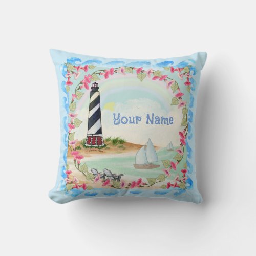 Cape Hatteras Lighthouse custom name Pillow 