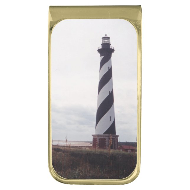 Cape Hatteras Lighthouse Gold Finish Money Clip (Front Vertical)
