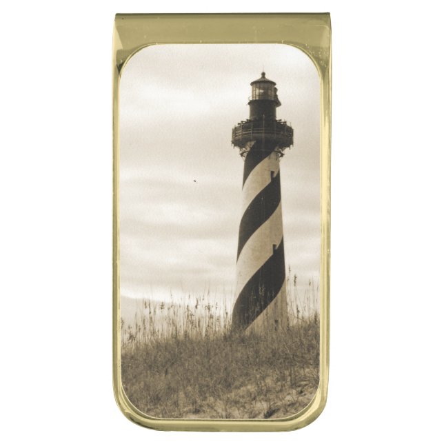 Cape Hatteras Lighthouse Gold Finish Money Clip (Front Vertical)