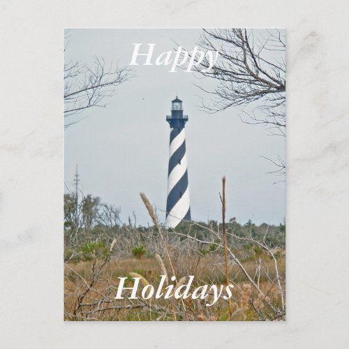 Cape Hatteras Lighthouse Happy Holidays Holiday Postcard