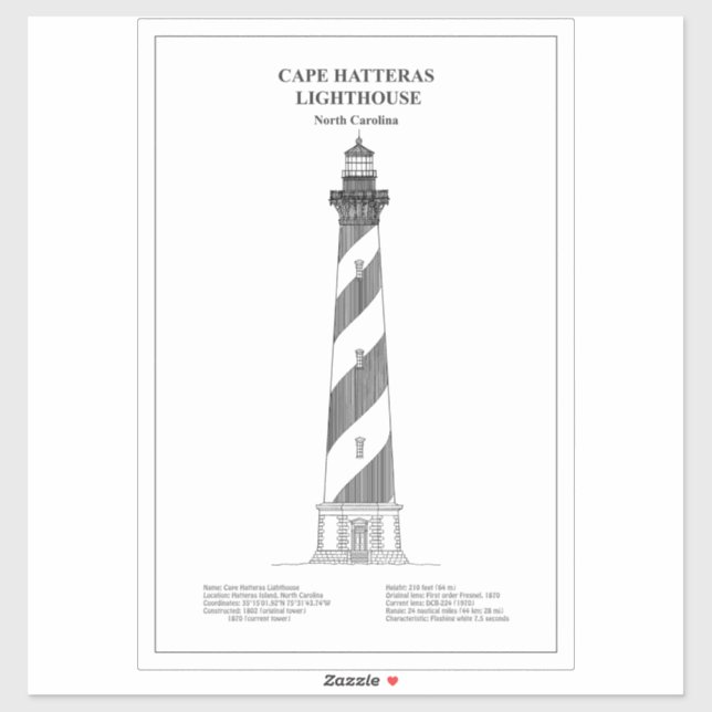 Cape Hatteras Lighthouse - North Carolina - BD Sticker (Sheet)