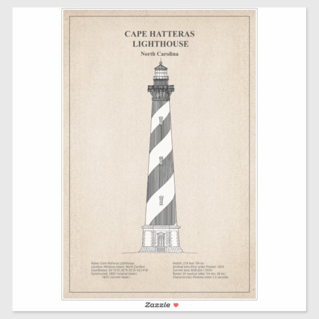 Cape Hatteras Lighthouse - North Carolina - SBD Sticker (Sheet)
