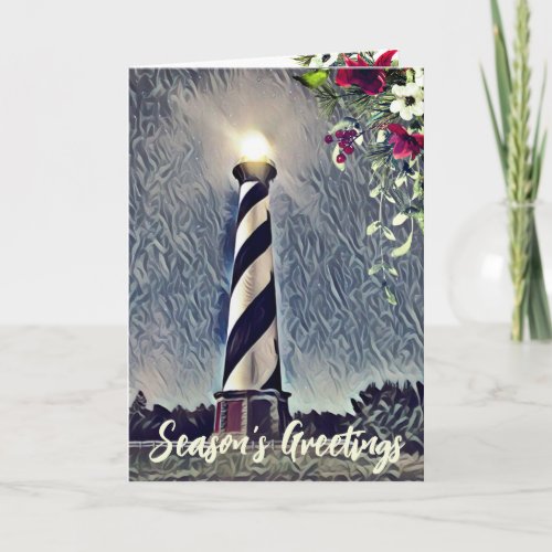 Cape Hatteras Lighthouse OBX Seasons Greetings Card