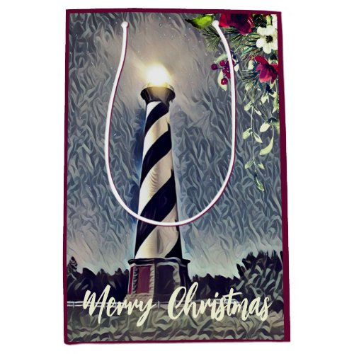 Cape Hatteras Lighthouse Outer Banks OBX Christmas Medium Gift Bag