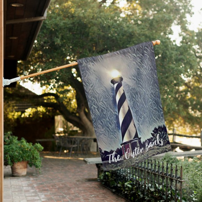 Cape Hatteras Lighthouse Outer Banks OBX NC House Flag (In SItu)