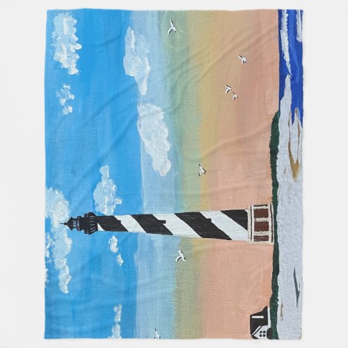 Cape Hatteras Lighthouse Painting Fleece Blanket