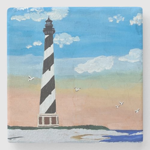 Cape Hatteras Lighthouse Painting Stone Coaster