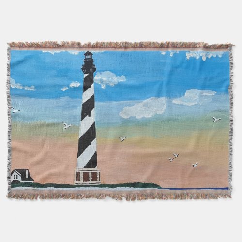 Cape Hatteras Lighthouse Painting Throw Blanket