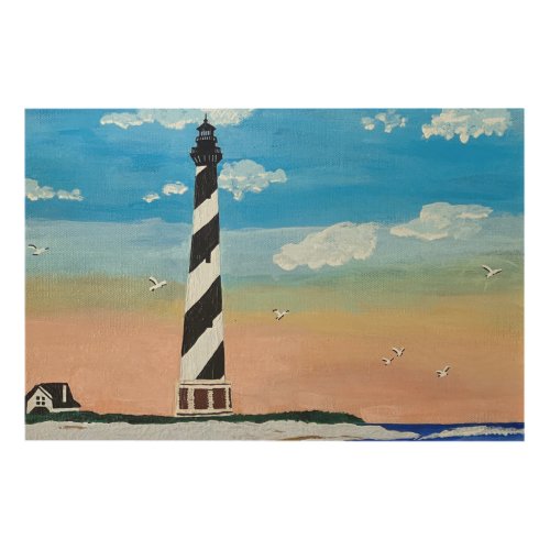 Cape Hatteras Lighthouse Painting Wood Wall Art