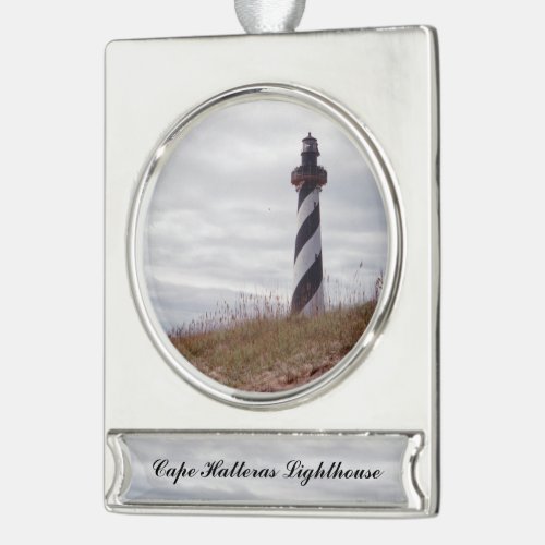 Cape Hatteras Lighthouse Silver Plated Banner Ornament
