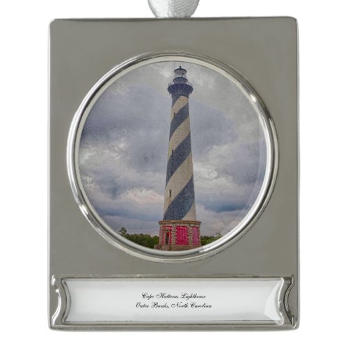Cape Hatteras Lighthouse Silver Plated Banner Ornament
