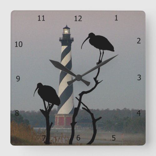 CAPE HATTERAS LIGHTHOUSE SQUARE WALL CLOCK