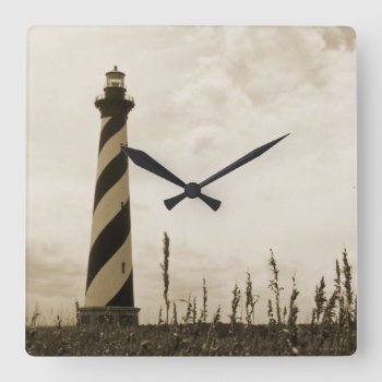 Cape Hatteras Lighthouse Square Wall Clock by JTHoward at Zazzle