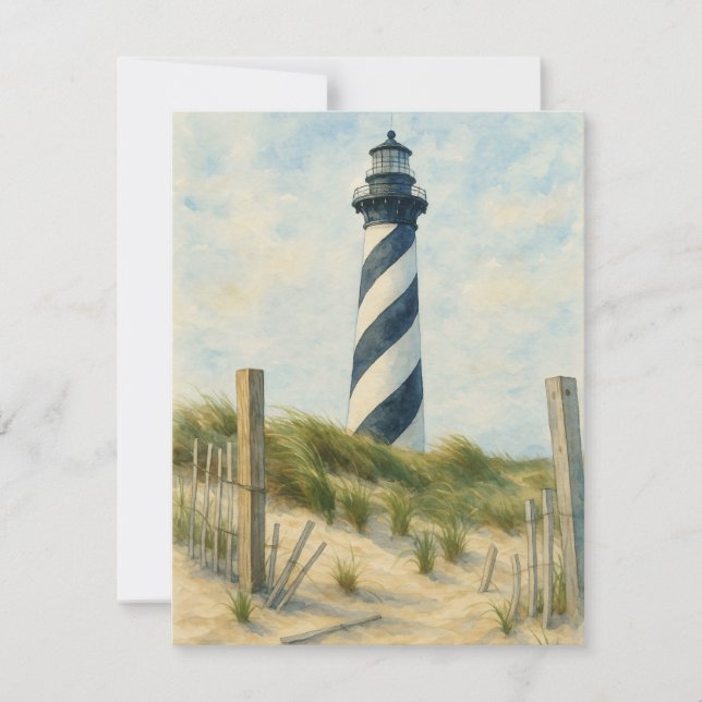 Cape Hatteras Lighthouse Watercolor Note Card (Front)