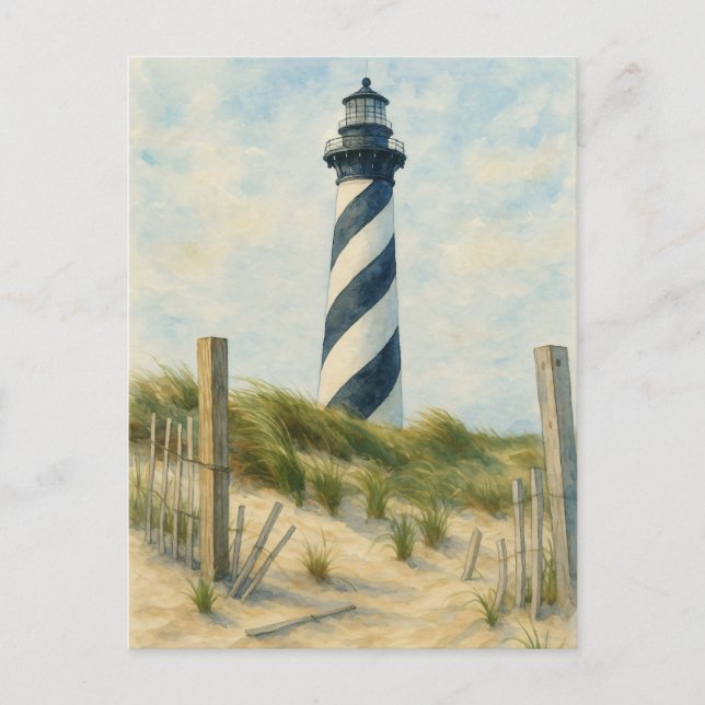 Cape Hatteras Lighthouse Watercolor Postcard (Front)