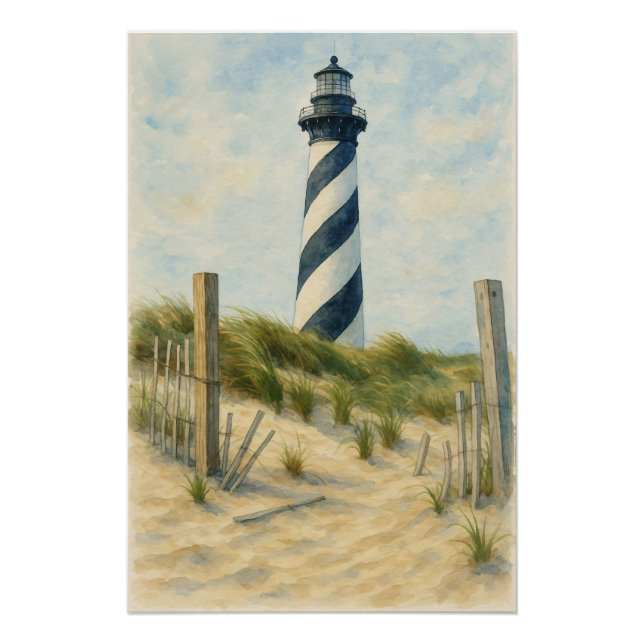 Cape Hatteras Lighthouse Watercolor Poster (Front)