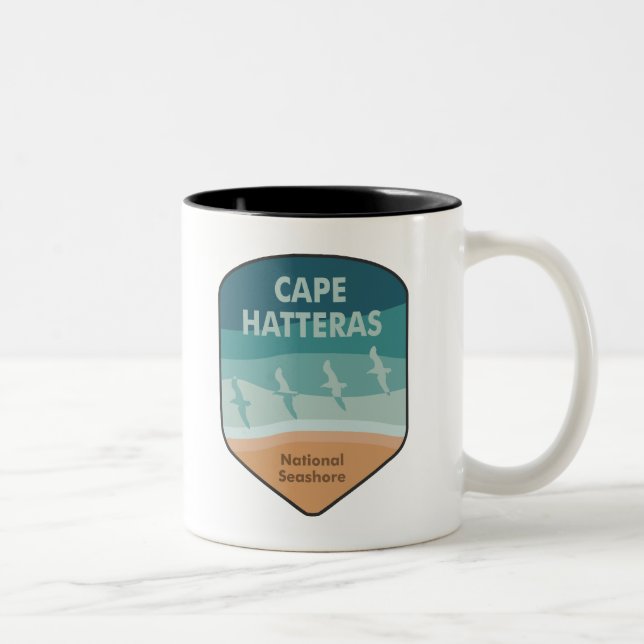 Cape Hatteras National Seashore Seagulls Two-Tone Coffee Mug (Right)
